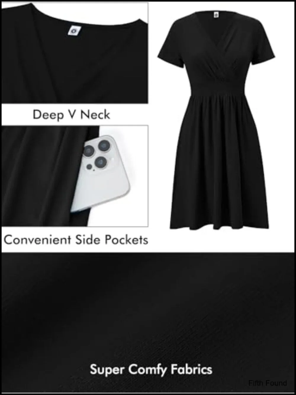 Short Sleeve V-Neck Beach Dress with Pockets S-2XL